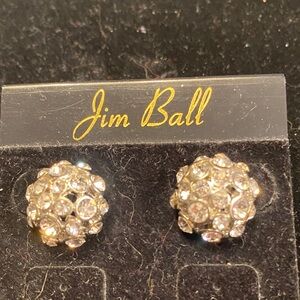 Jim Ball Gold Crystal Cluster Stud Earrings - Gold